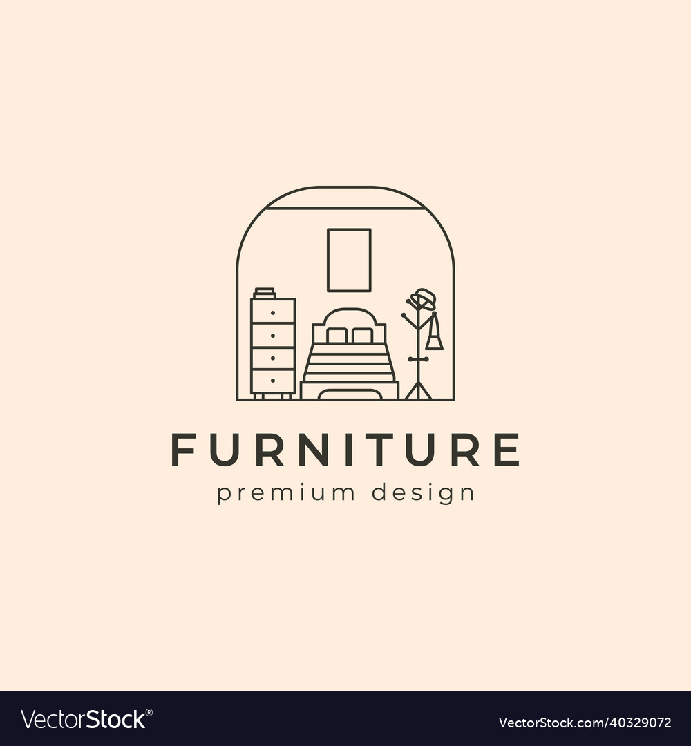 Furniture interior logo line art symbol design Vector Image