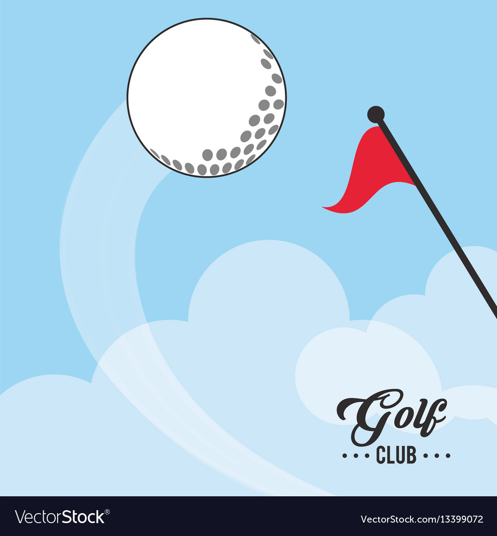 Golf Club Ball und rote Flagge