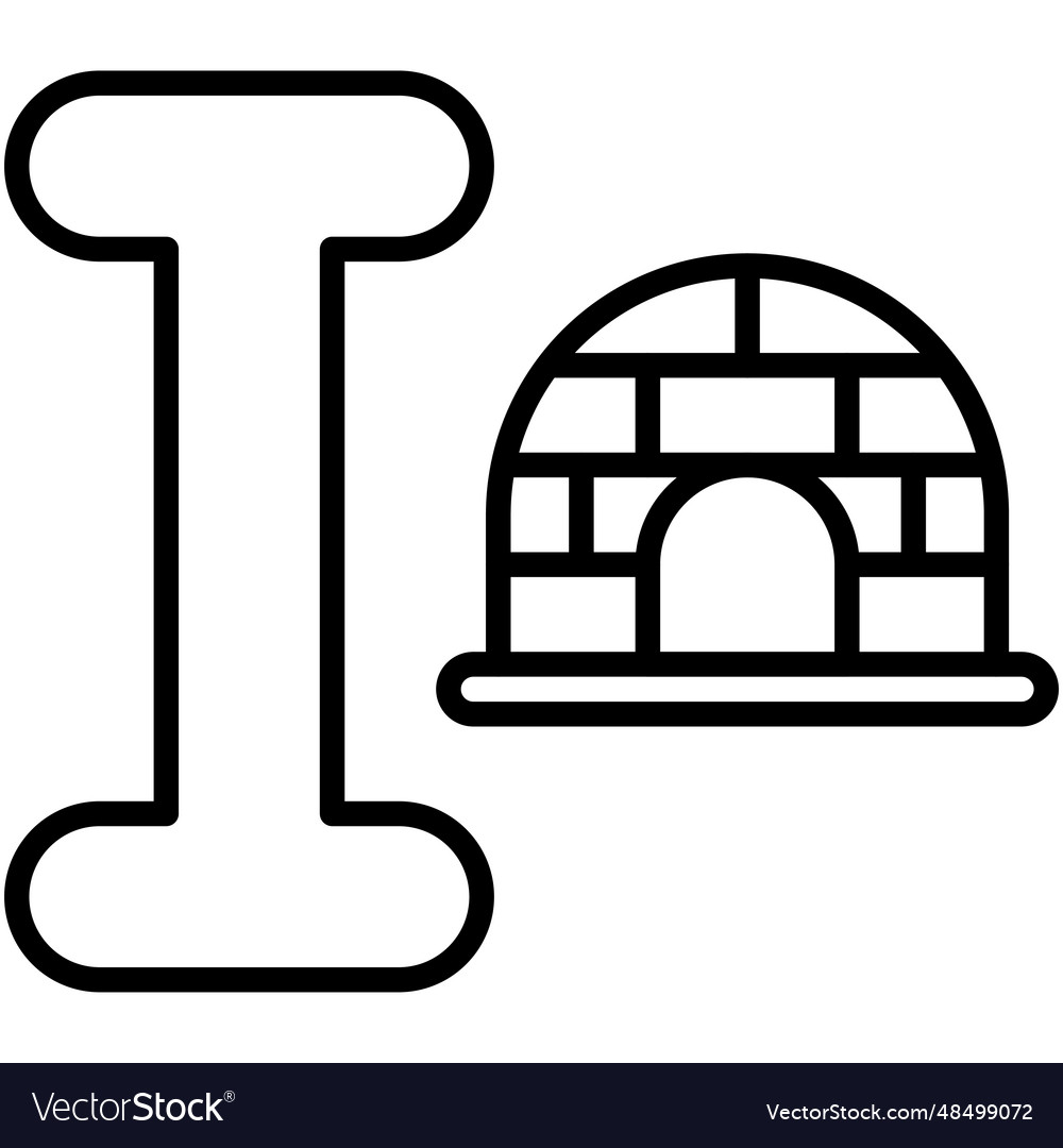 Letter i alphabet with igloo icon Royalty Free Vector Image