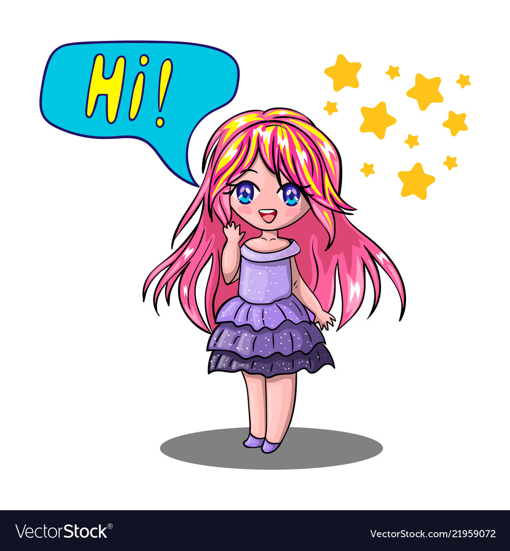 Kleines Mädchen im Cartoon Anime Stil vector image Kleines Mädchen im Cartoon Anime Stil