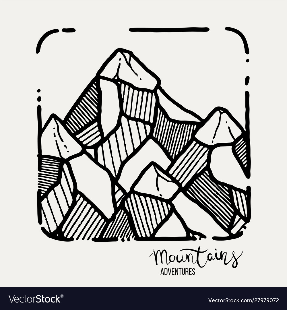 Mountain adventures grunge hand drawn