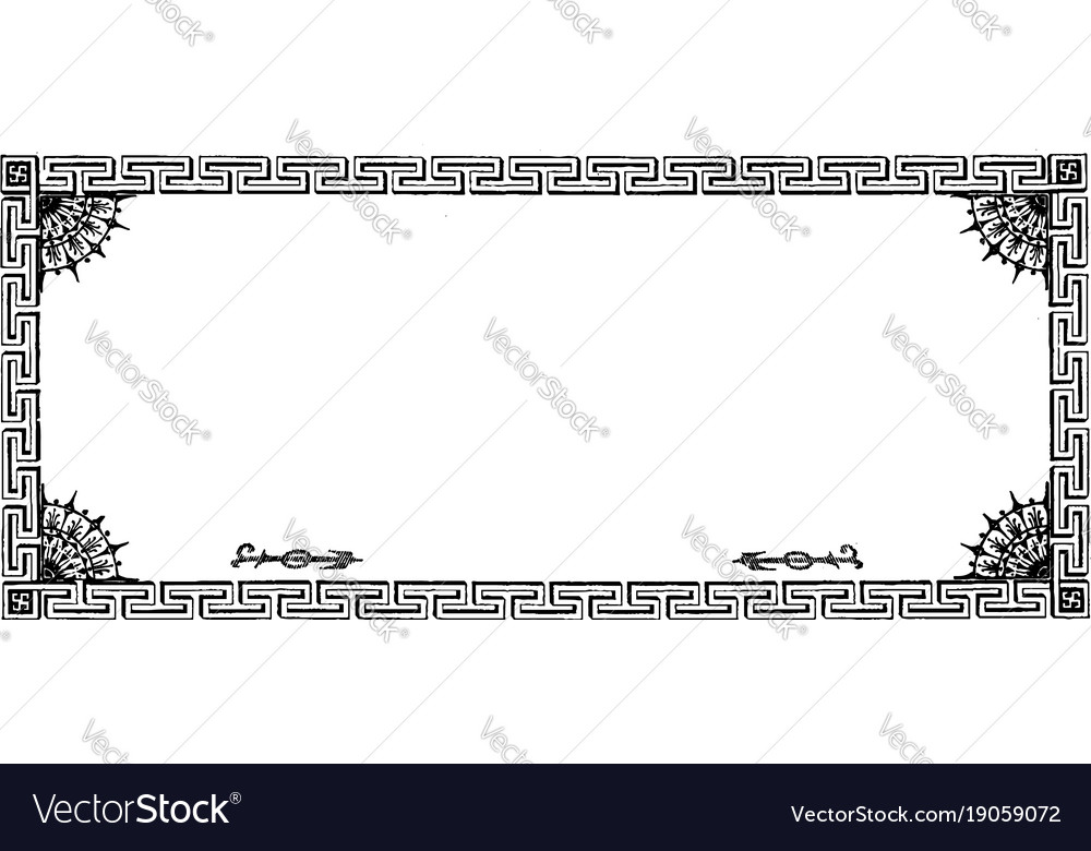 Ornate banner have maze pattern border in its