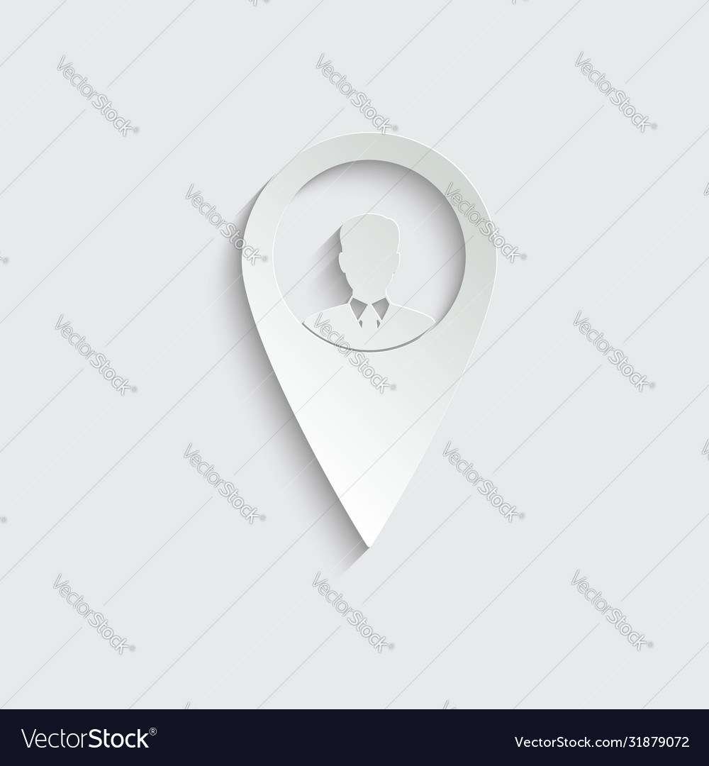 Paper man icon black map pointer with businessman vector image Paper man icon black map pointer with businessman
