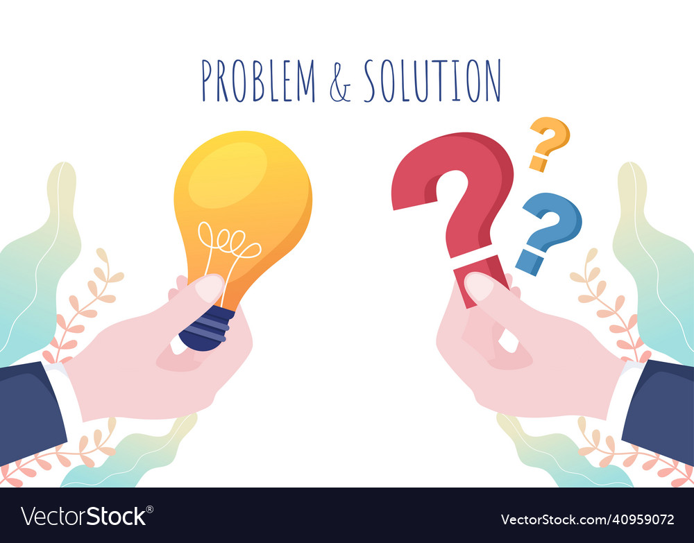 Problem and solution in business solving to look vector image Problem and solution in business solving to look