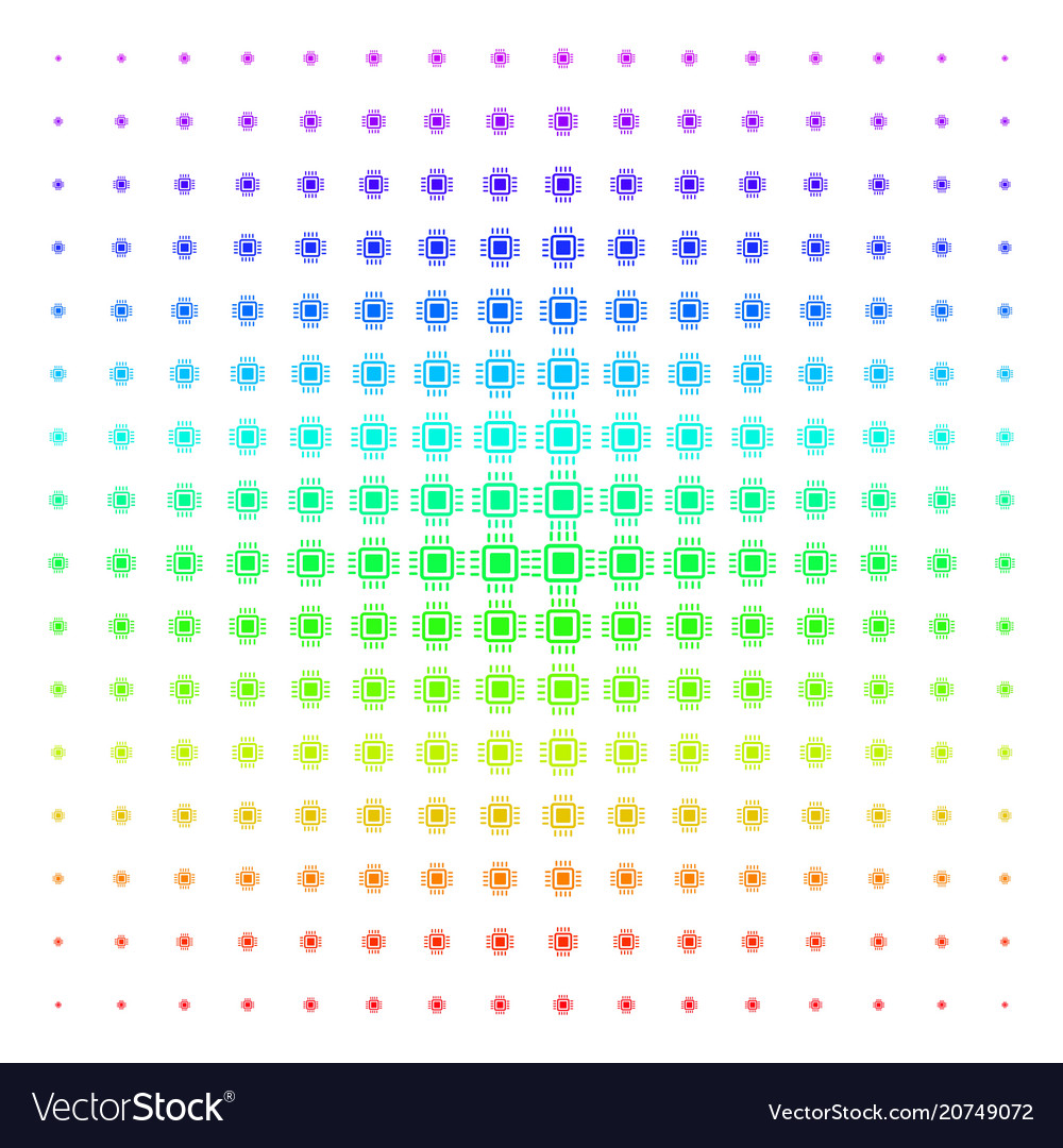 Processor shape halftone spectrum grid vector image Processor shape halftone spectrum grid