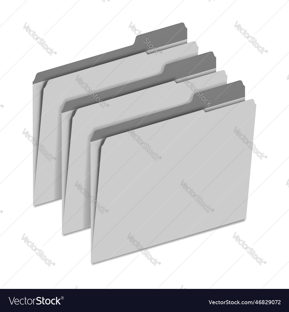 Row of file folders with tab dividers isolated vector image Row of file folders with tab dividers isolated