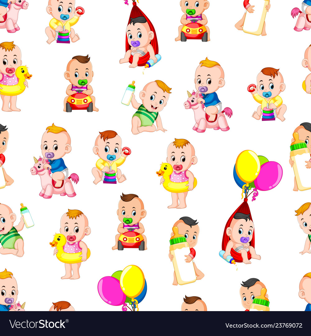 Seamless pattern with babys happy playing vector image Seamless pattern with babys happy playing