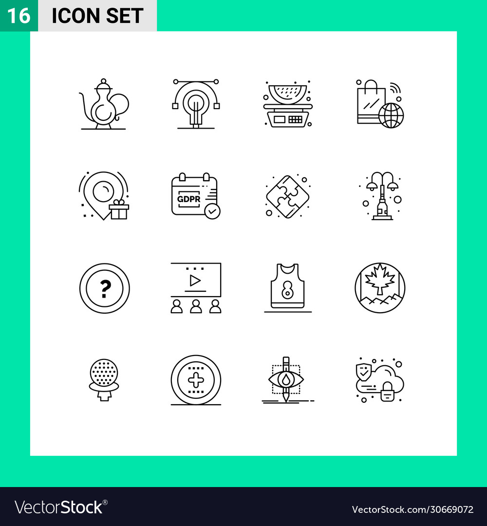 Set 16 outlines on grid for wifi internet
