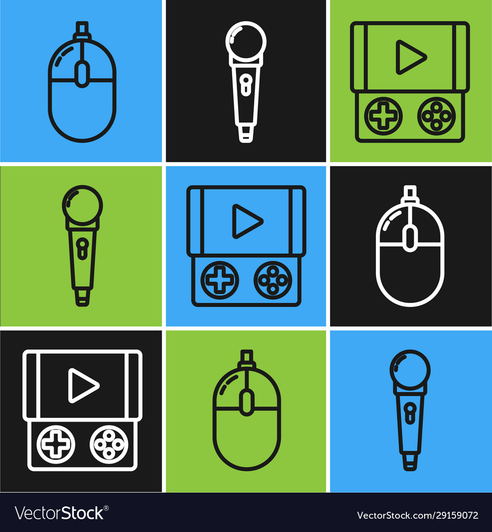 Set line computer mouse portable video game Vector Image Set line computer mouse portable video game