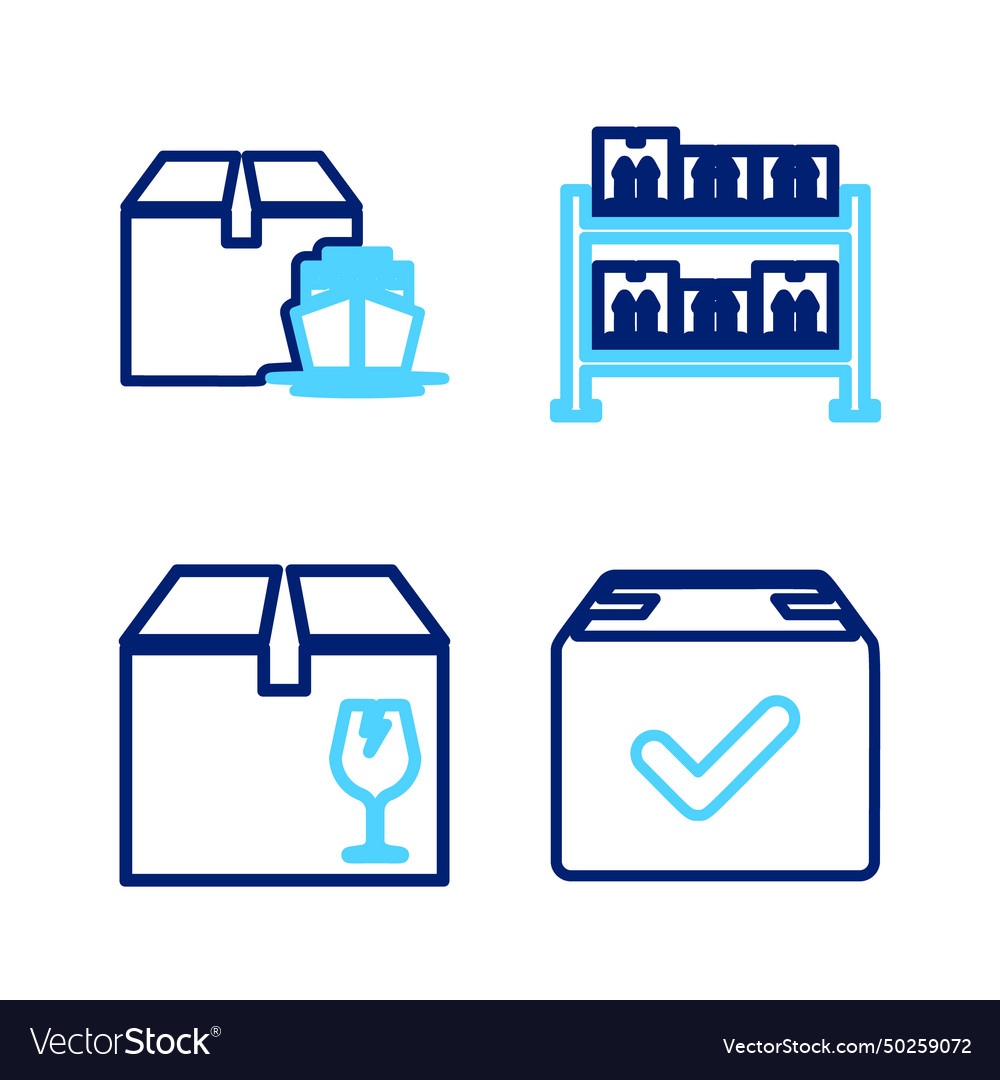 Set line package box with check mark delivery vector image Set line package box with check mark delivery