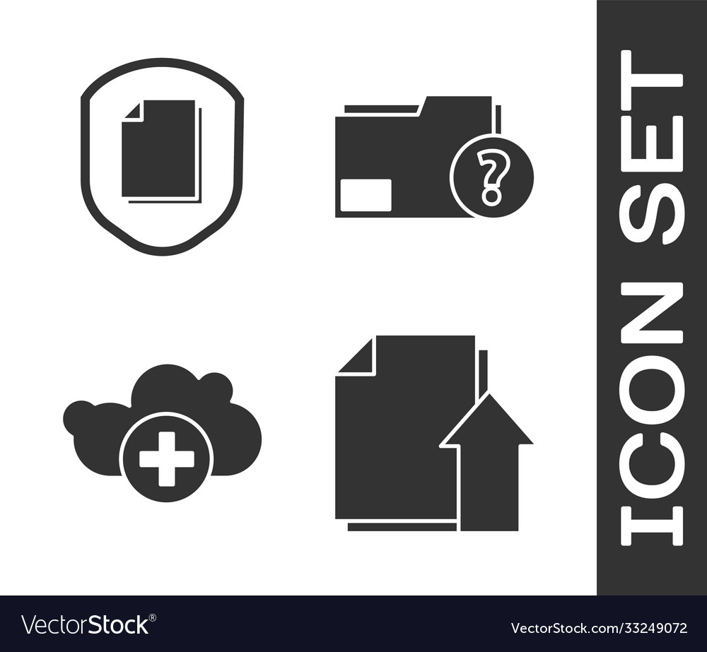 Set upload file document protection vector image Set upload file document protection