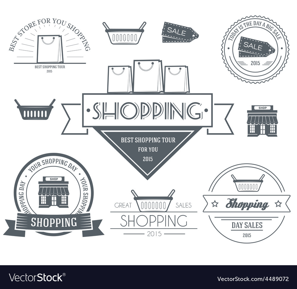 Shopping set label template emblem element
