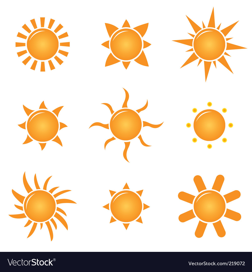 Sun icons Royalty Free Vector Image - VectorStock