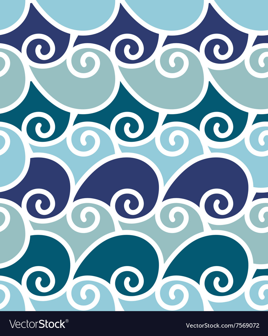 Wave sea seamless pattern Royalty Free Vector Image