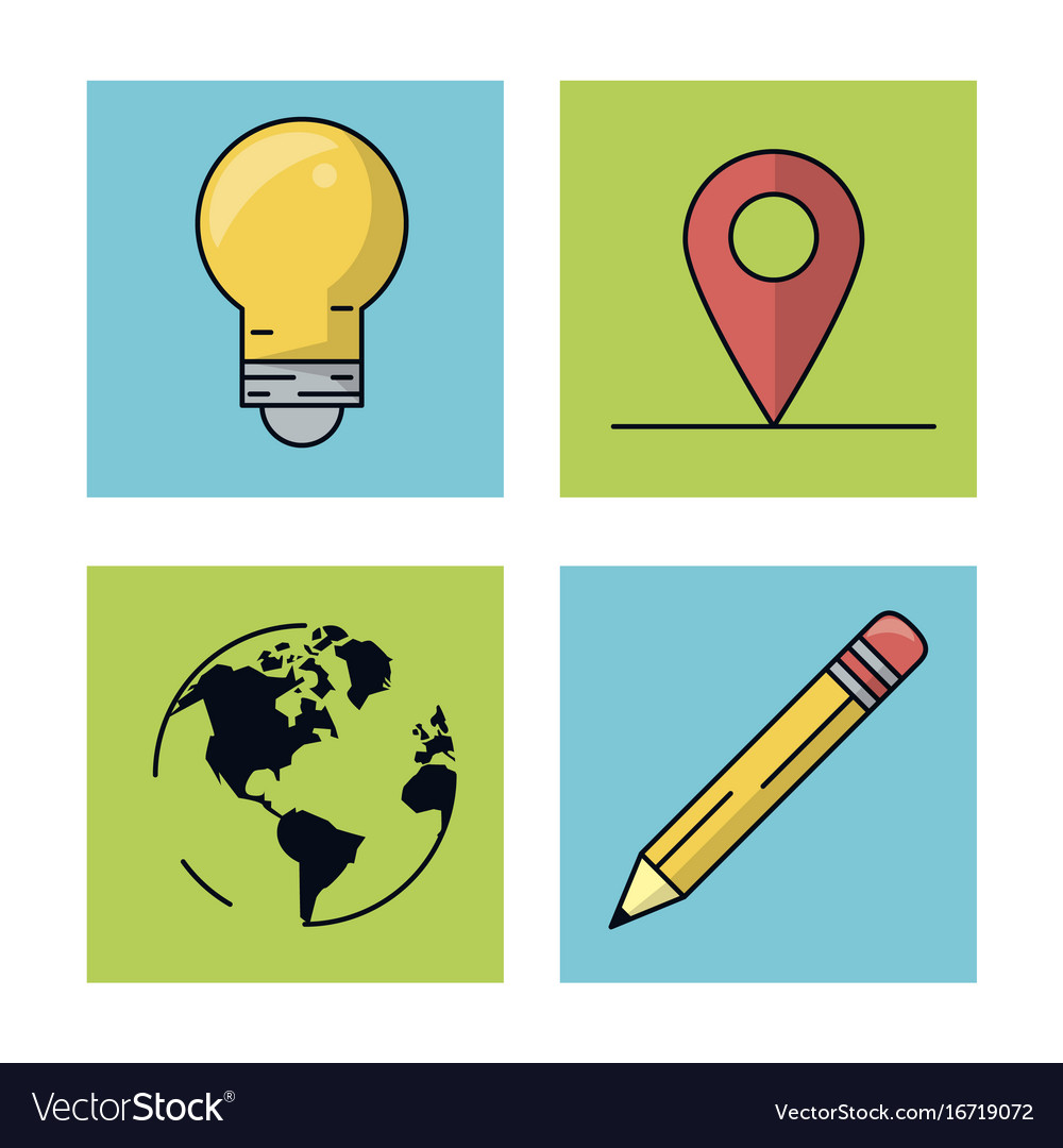 White background with colorful squares icons