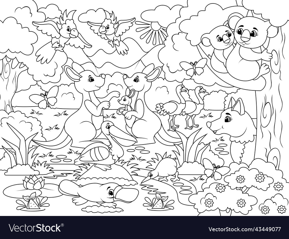 Animals of australia zoo wild set Royalty Free Vector Image