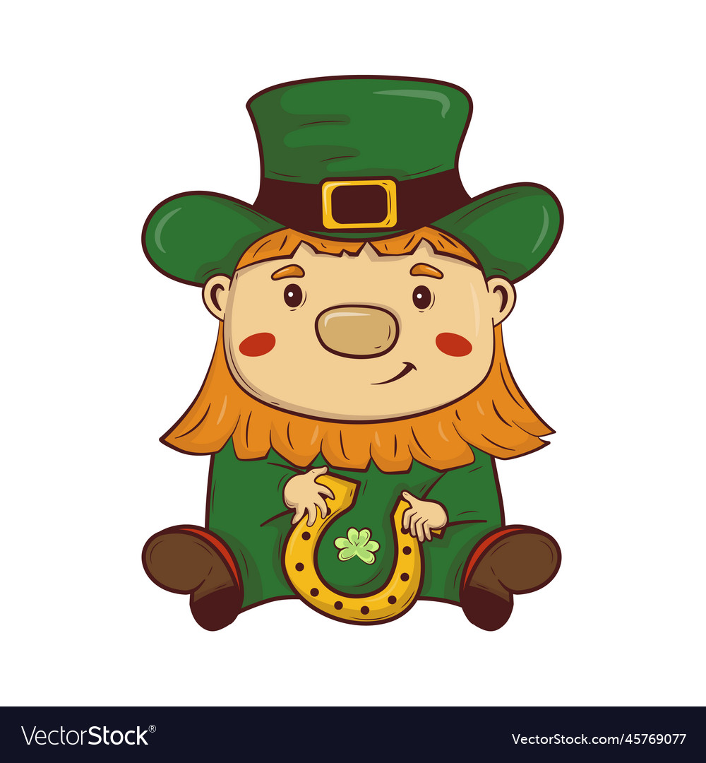 Cartoon doodle saint patrick red-bearded gnome