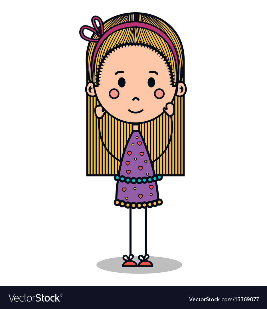 Cute Little Girl Drawing Royalty Free Vector Image