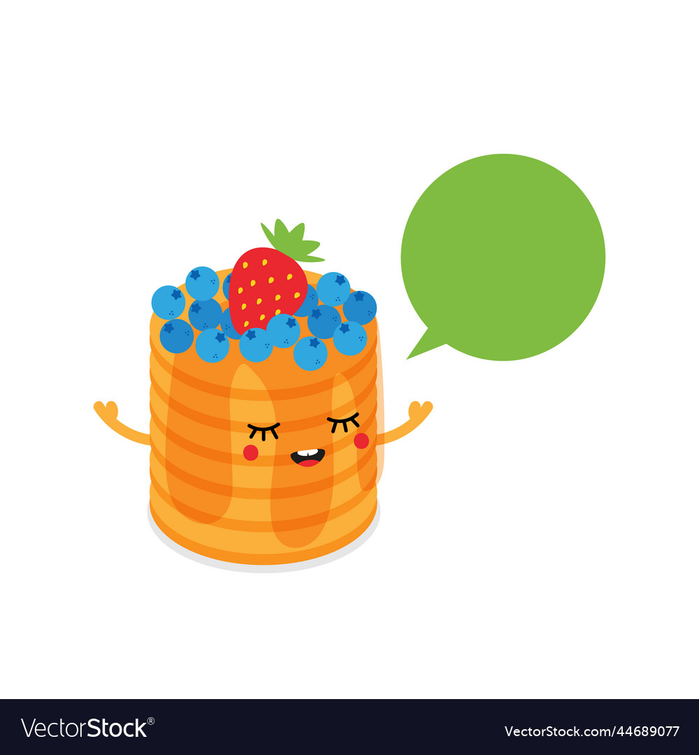 Cute Pancake Character with Speech Bubble