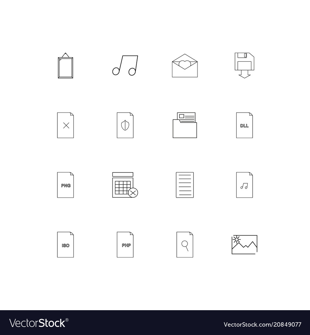 Files and folders sign linear thin icons set