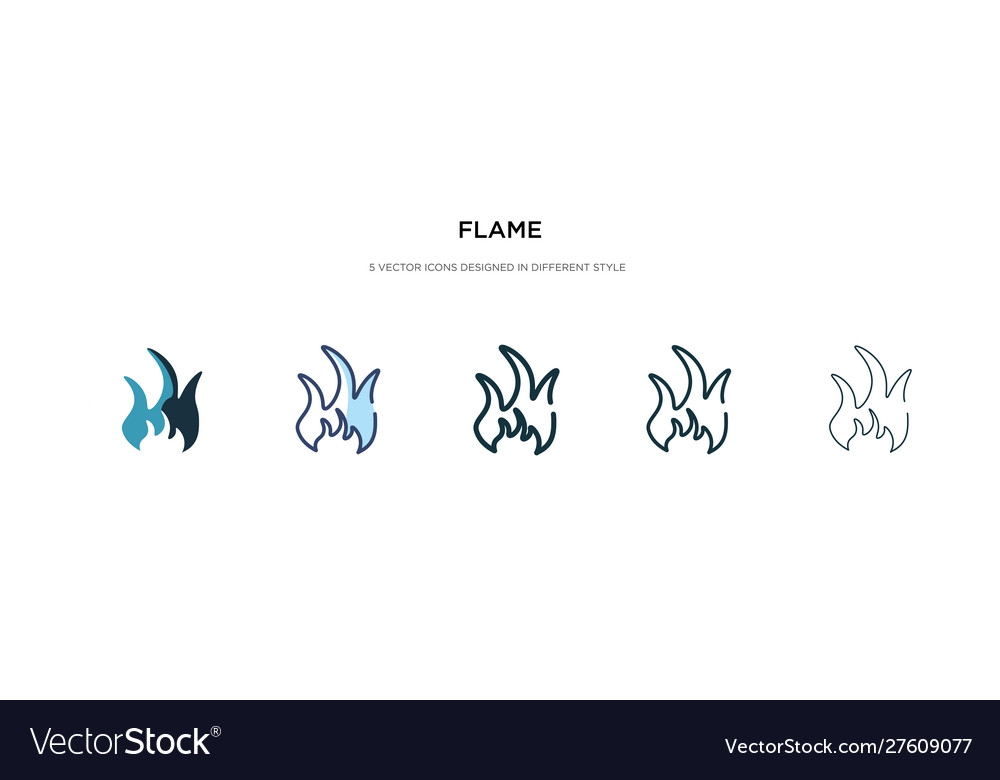Flame icon in different style two colored