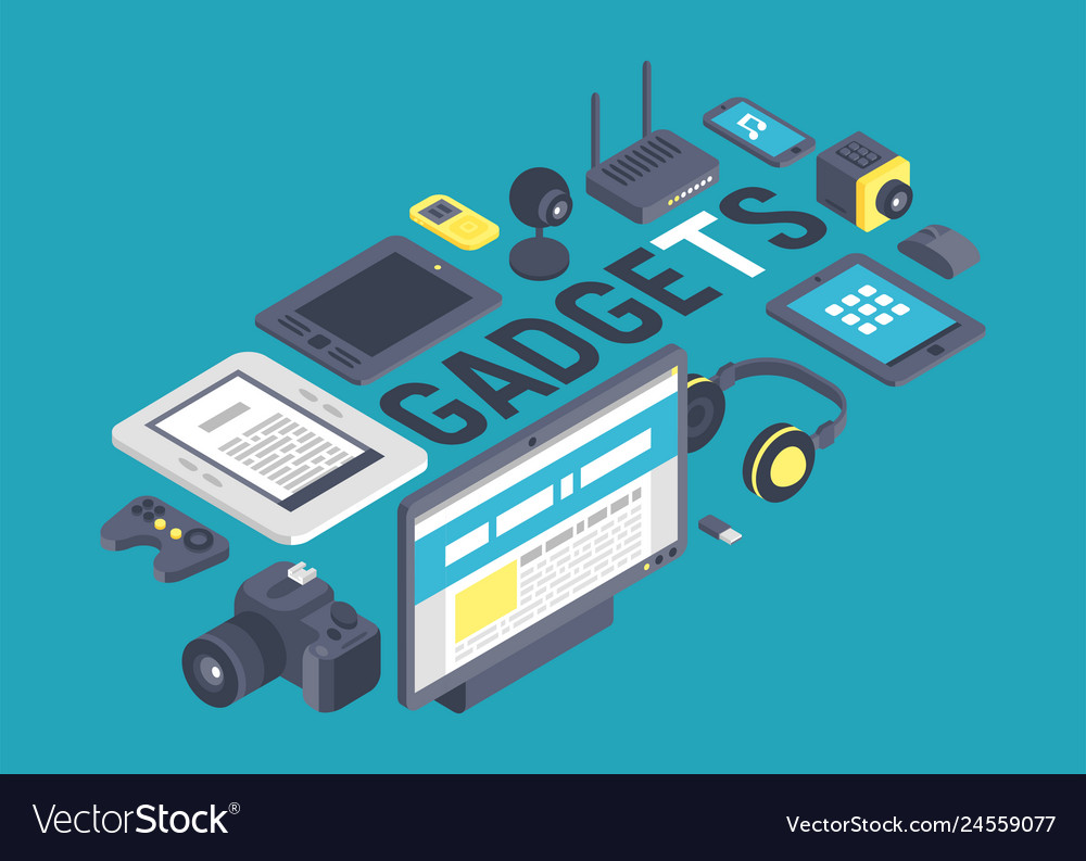 Gadget pattern digital device with display vector image Gadget pattern digital device with display