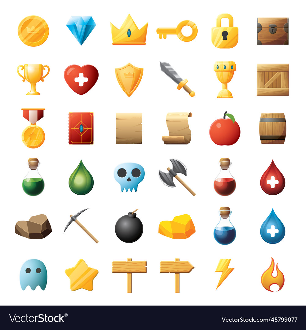 Spiel ui Assets set Gaming Benutzeroberfläche Icons