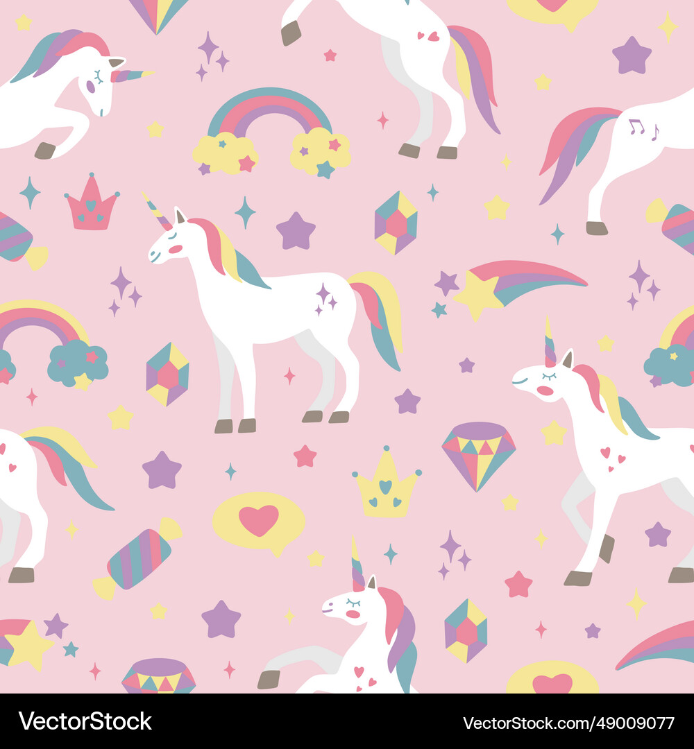 Hand drawn seamless pattern with cute Royalty Free Vector