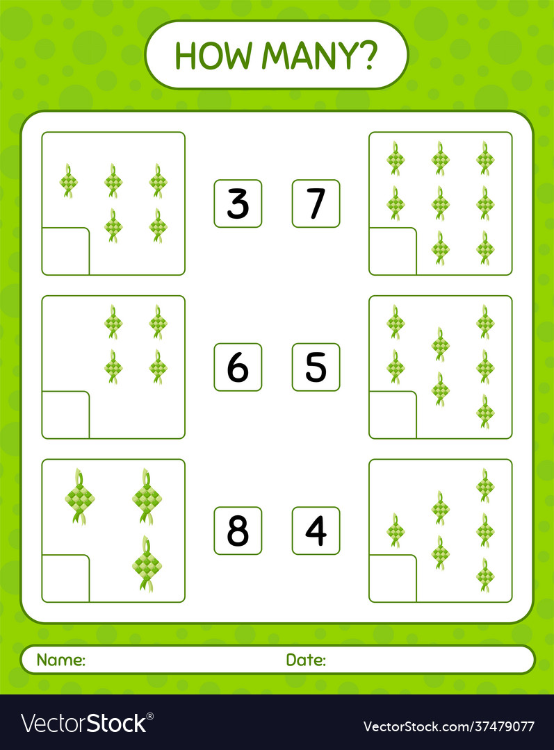 How many counting game with ketupat worksheet