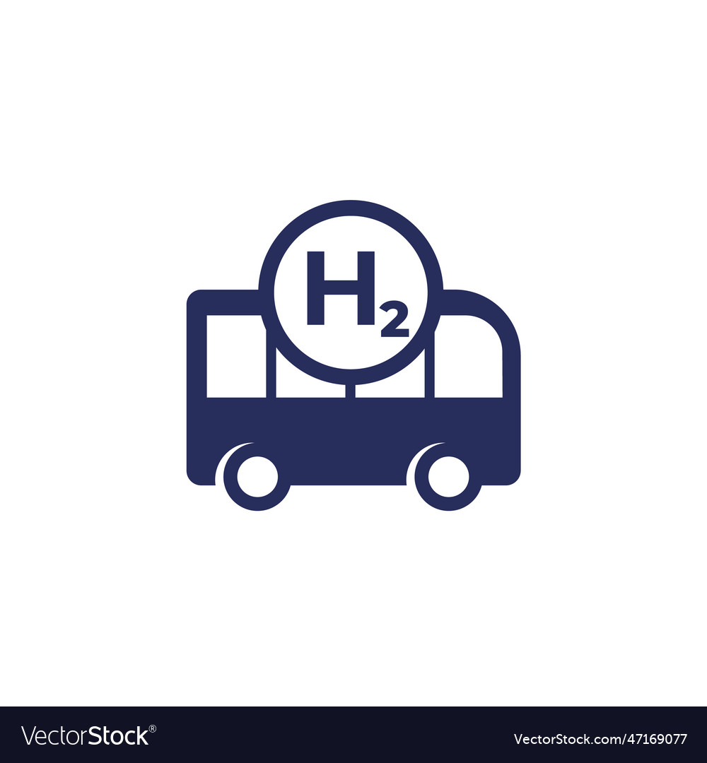Hydrogen bus icon on white clean transport