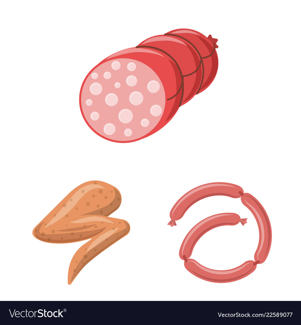 Isolated object of meat and ham logo set vector image Isolated object of meat and ham logo set