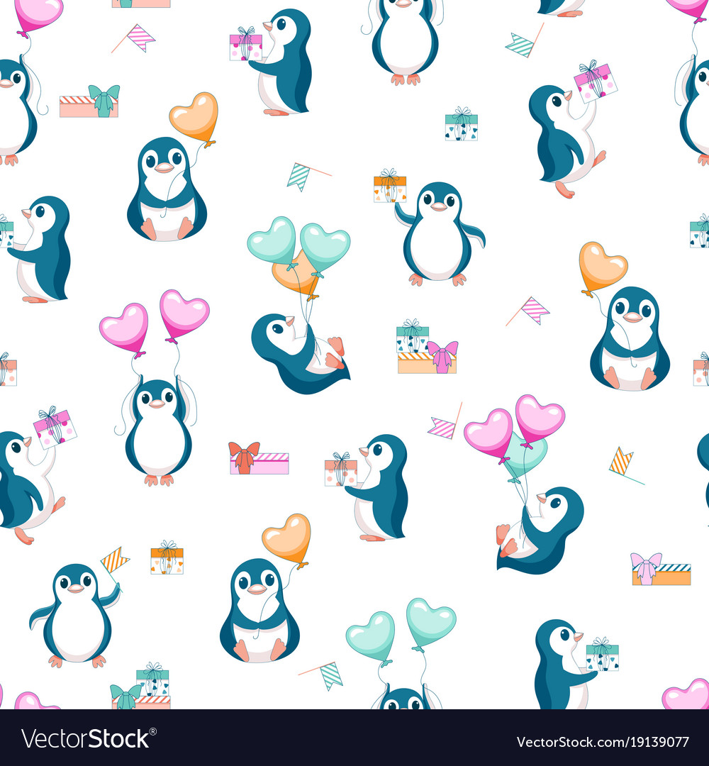 Penguin Balloons Party Background