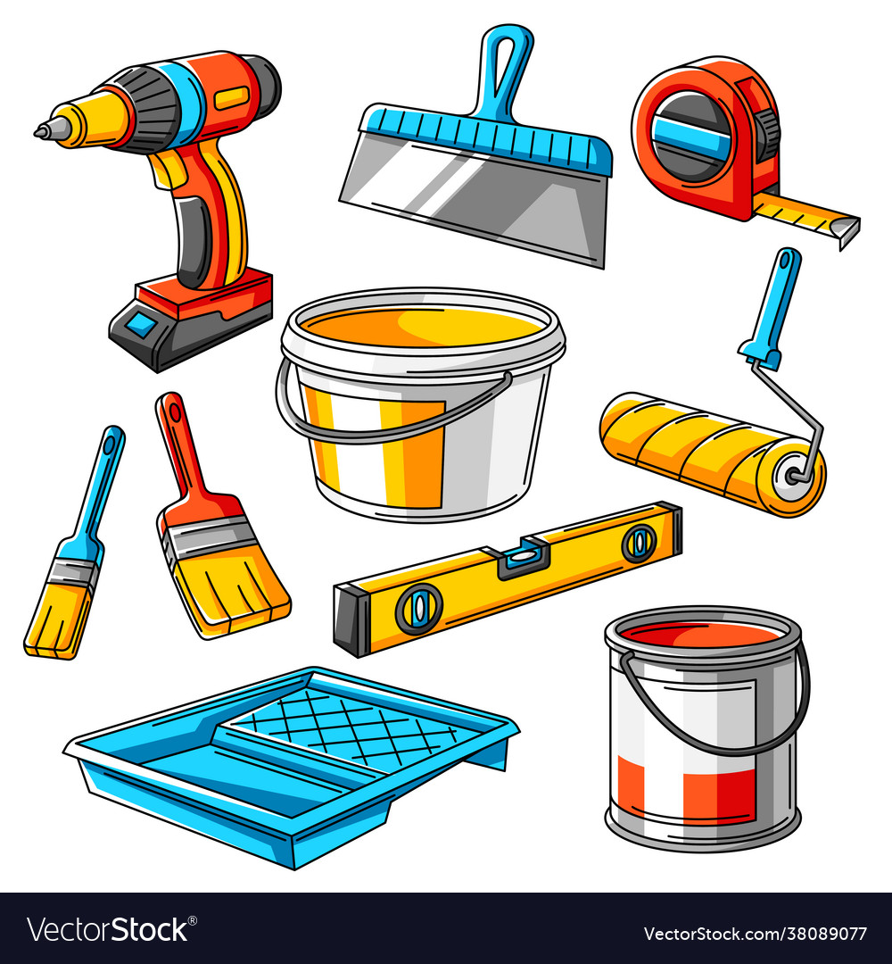Repair working tools set equipment vector image Repair working tools set equipment