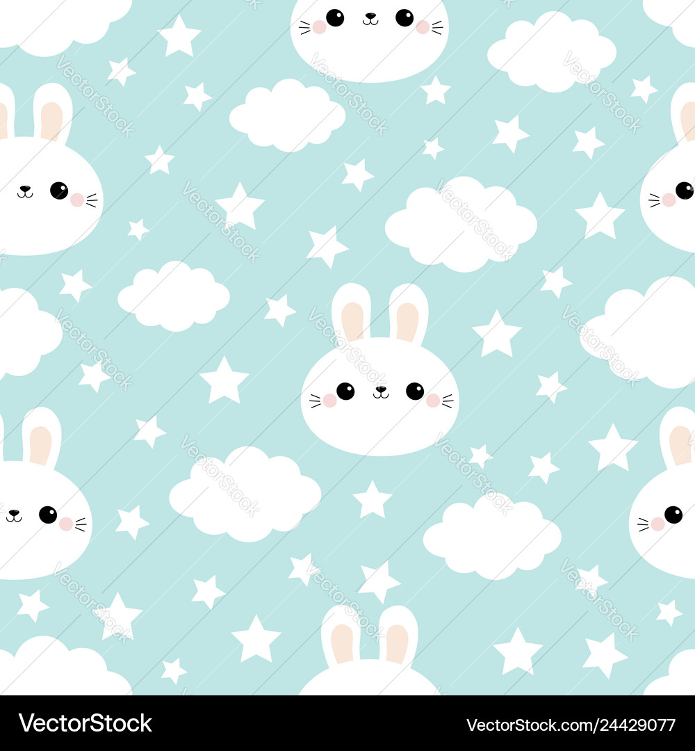 Seamless pattern rabbit bunny hare face cloud in Vector Image