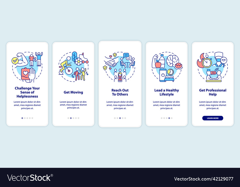 Self-help with ptsd onboarding mobile app screen vector image Self-help with ptsd onboarding mobile app screen