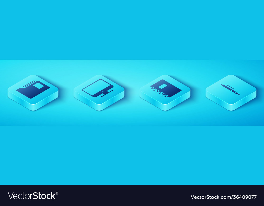 Set isometric document folder computer monitor vector image Set isometric document folder computer monitor