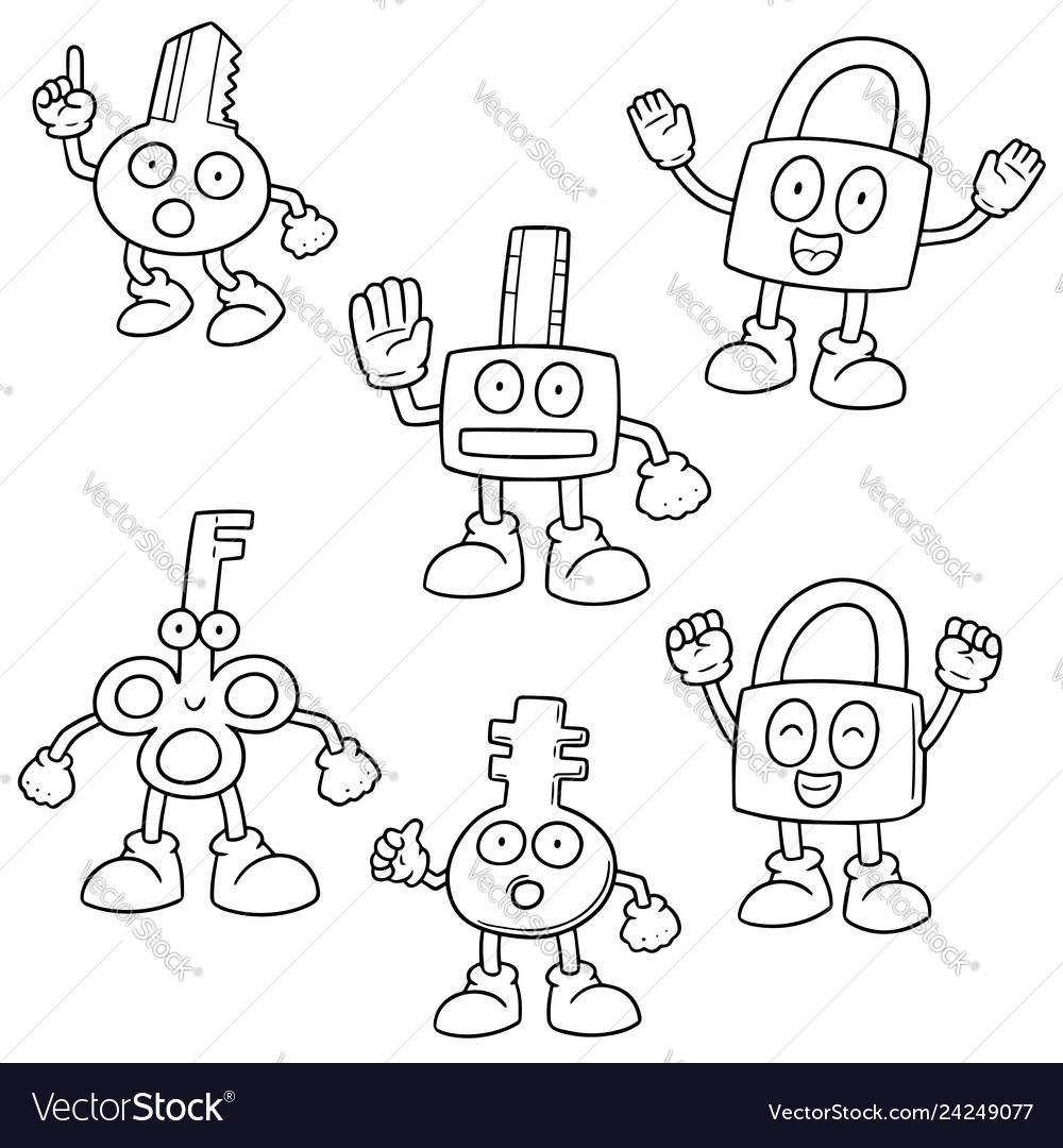 Set of lock and key vector image Set of lock and key