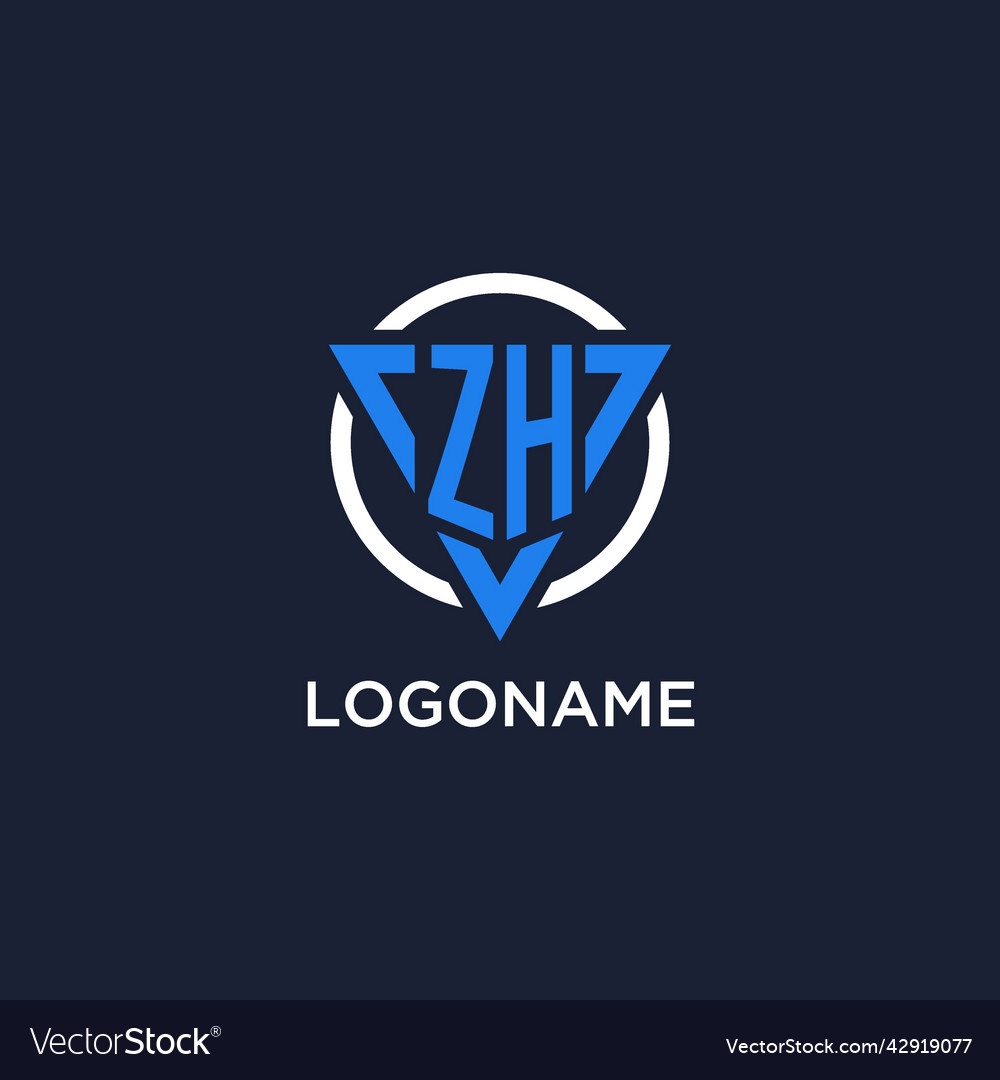 Zh monogram logo with triangle shape and circle