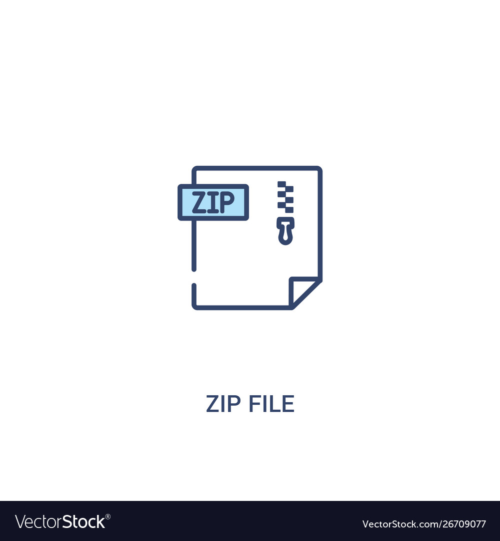Zip file concept 2 colored icon simple line Vector Image Zip file concept 2 colored icon simple line