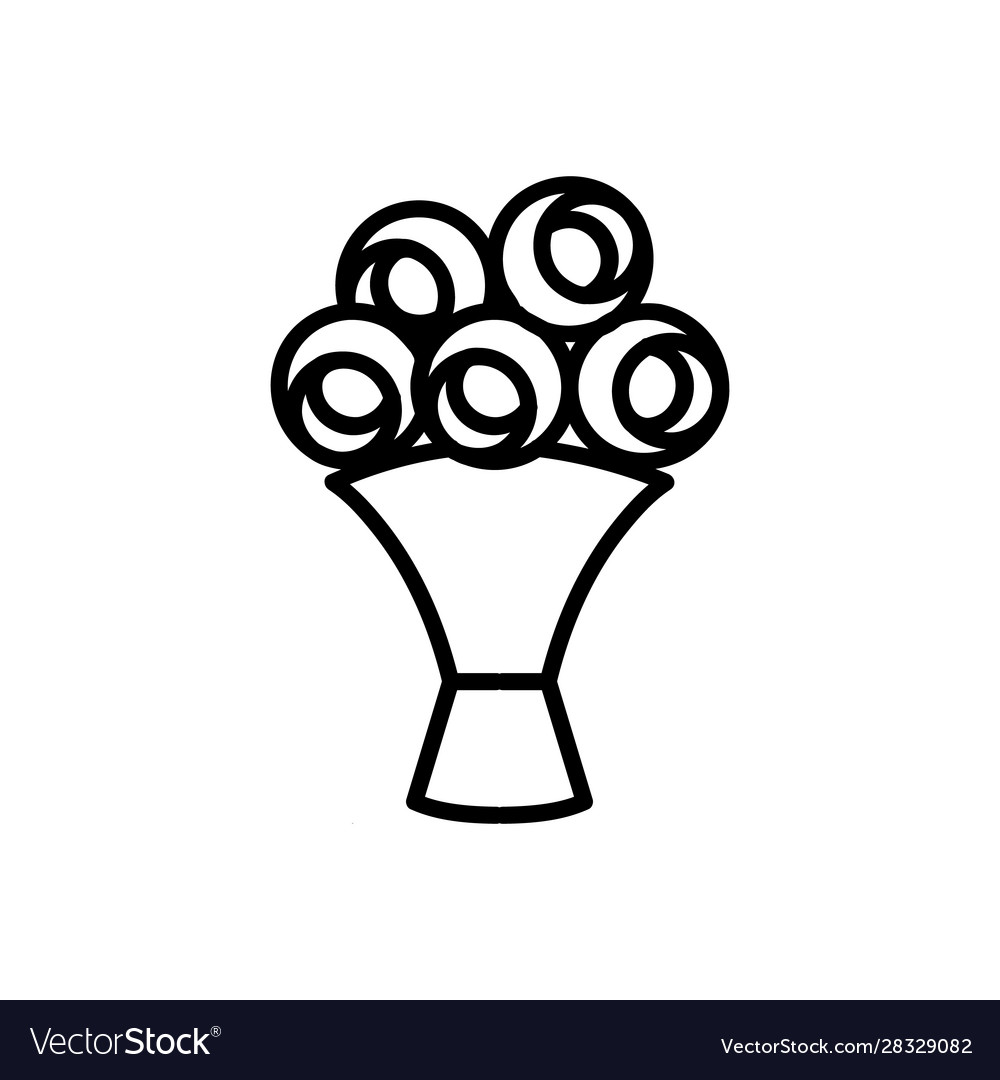 A bouquet flowers icon isolated contour