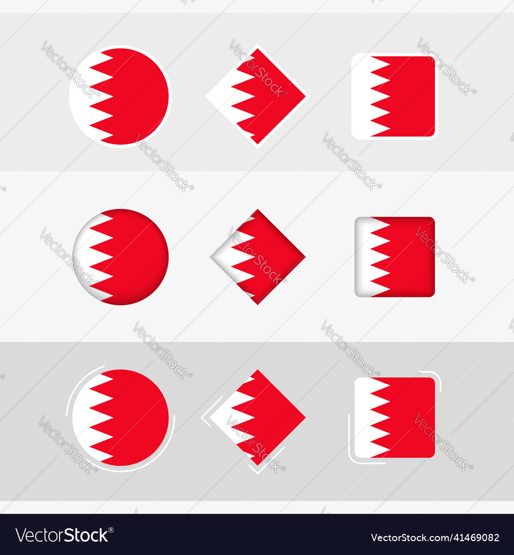 Bahrain flag icons set