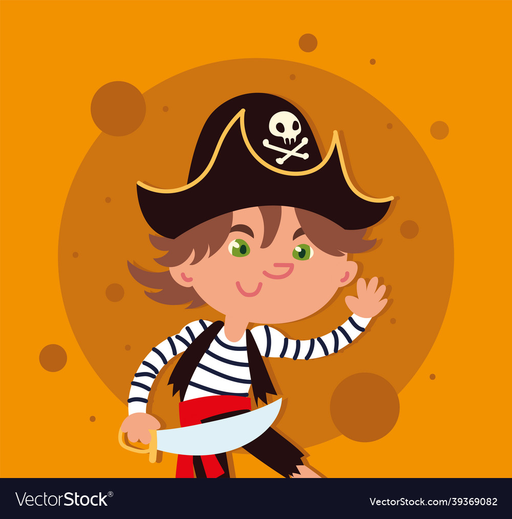 Boy in costume of pirate Royalty Free Vector Image