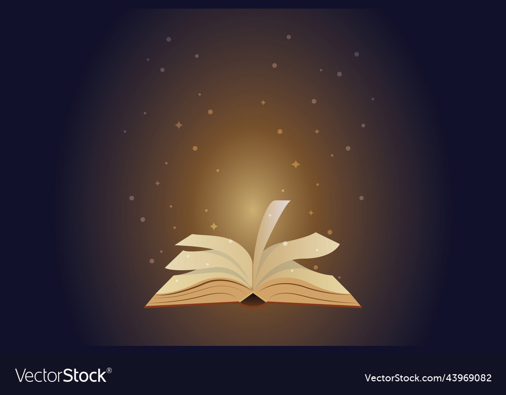 Bright light coming from open book Royalty Free Vector Image