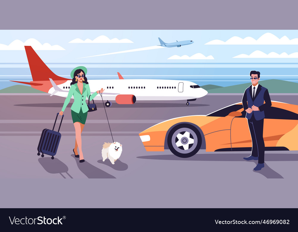 cartoon-rich-people-characters-personal-driver-vector-image