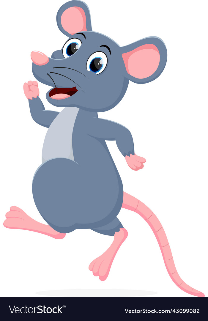 Cute mouse cartoon standing on white Royalty Free Vector