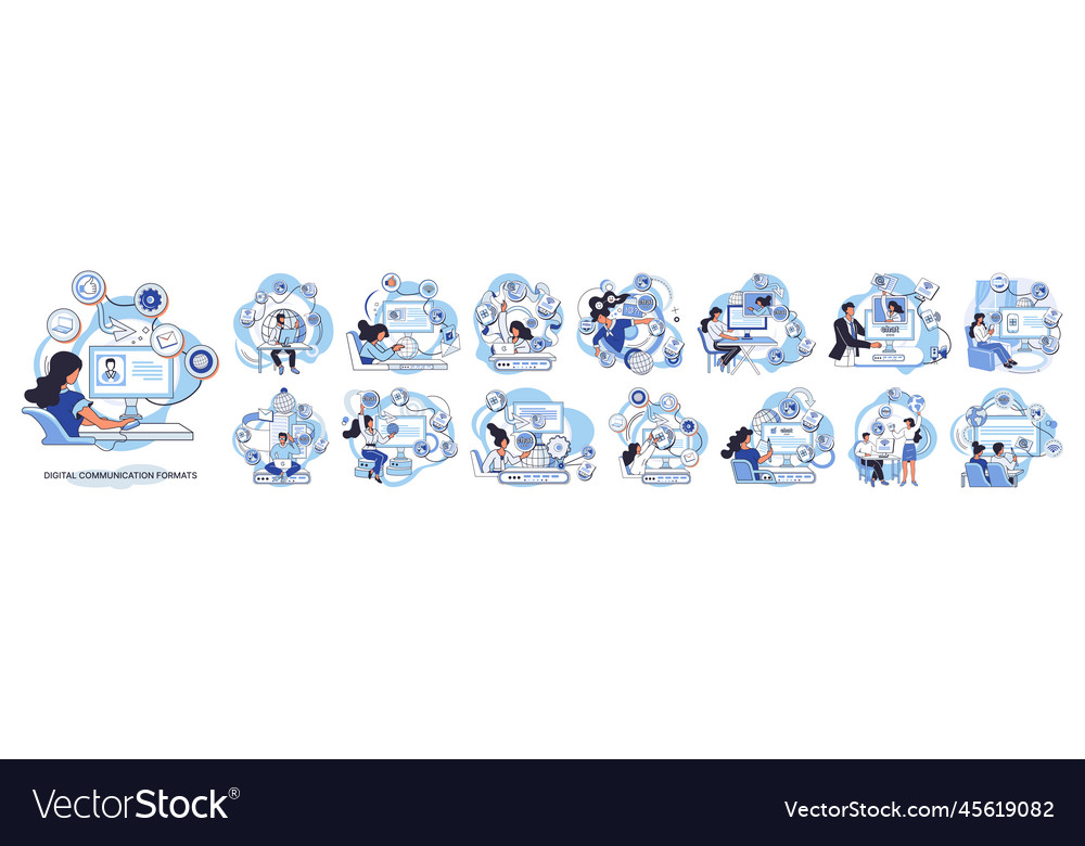 Digital communication formats metaphor content vector image Digital communication formats metaphor content