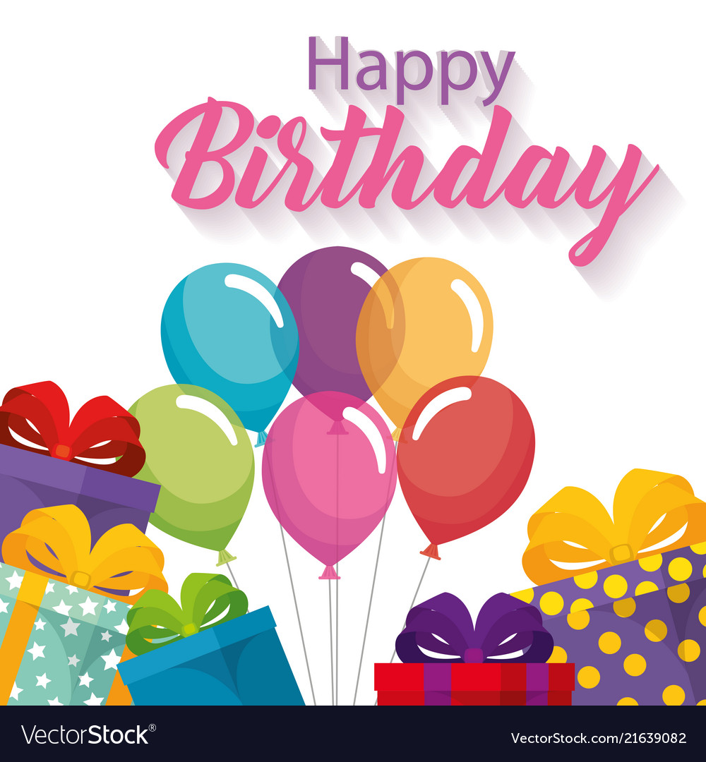 Happy birthday card with balloons air Royalty Free Vector