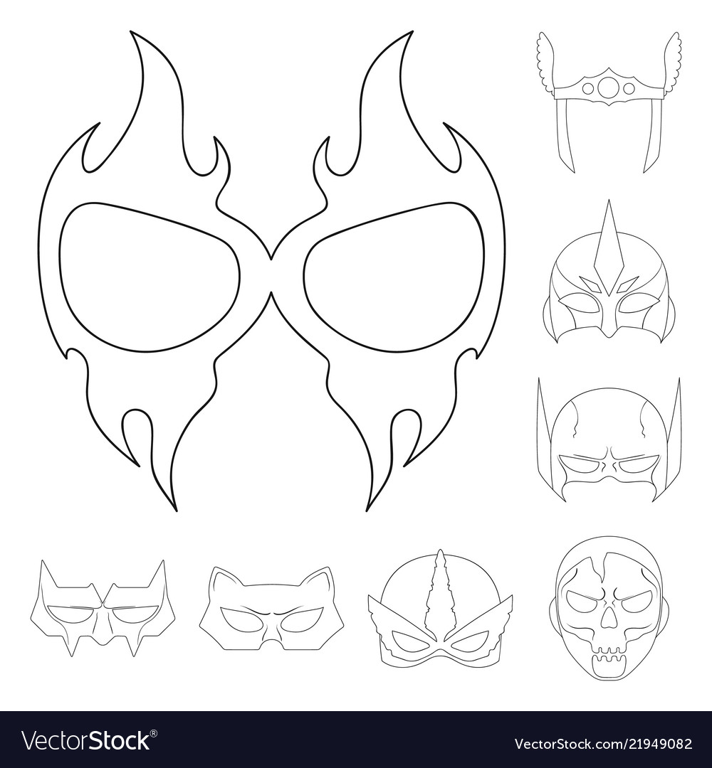 Isolated object of hero and mask icon collection vector image Isolated object of hero and mask icon collection