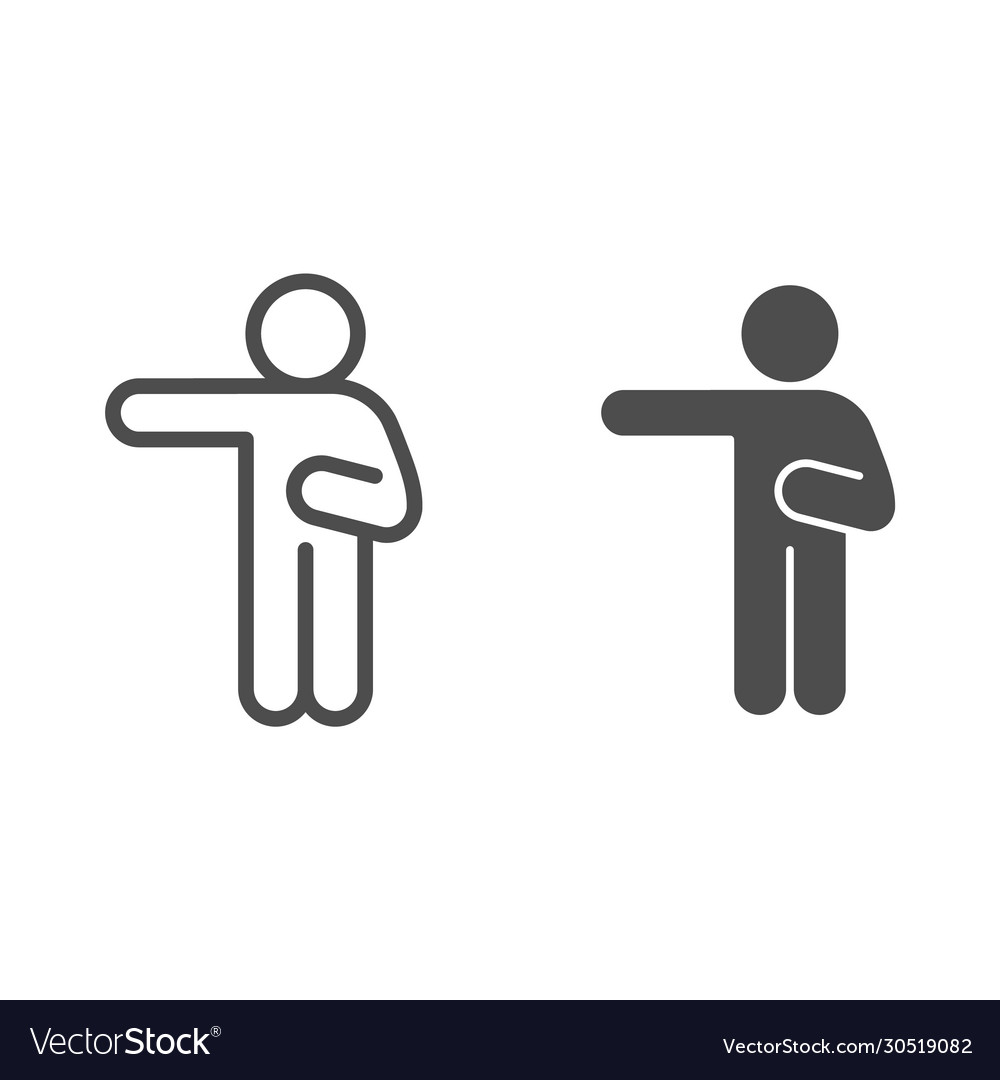 Man pointing with left arm line and solid icon vector image Man pointing with left arm line and solid icon