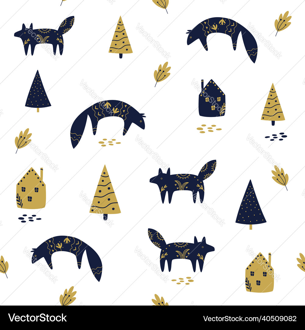 Seamless pattern with forest animals Royalty Free Vector